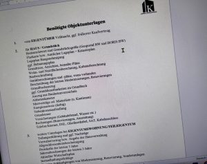 Checkliste benötige Objektunterlagen bei Immobilienverkauf